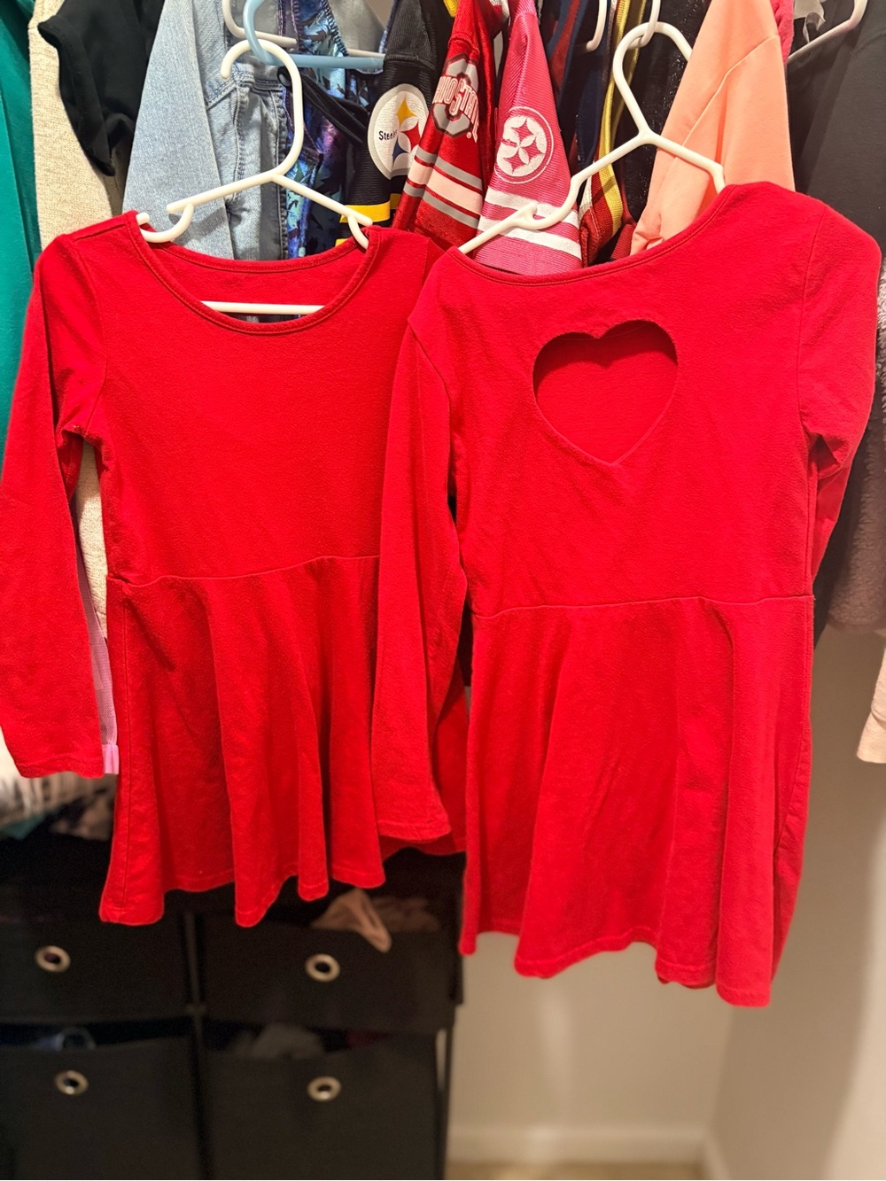 (2) girls heart back dresses 4T & size small